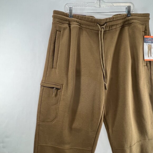 Weatherproof Vintage Fleece Cargo Pants Men XXL Adjustable Waist Zip Pockets Tan - Picture 6 of 13